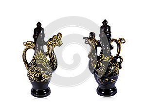 China's ancient ceramic dragon and phoenix flagon