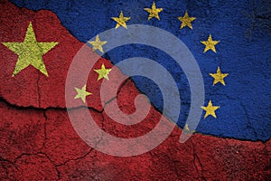 China`s and EU`s flags