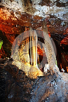 China's guangxi guilin for county admiralty heights for rock --Pillars of stalactites, stone curtain