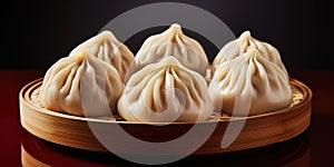 China's national dish, Xiao Long Bao. Dish close-up. Dumplings. Generative AI