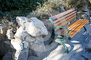 China`s wooden bench in the park