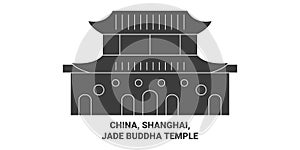 China, Shanghai, Jade Buddha Temple travel landmark vector illustration