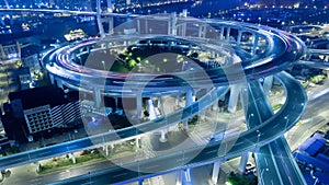 China Shanghai Nanpu Bridge with heavy traffic time lapse