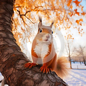 A China squirrel on the tree in Stalin park  Made With Generative AI illustration