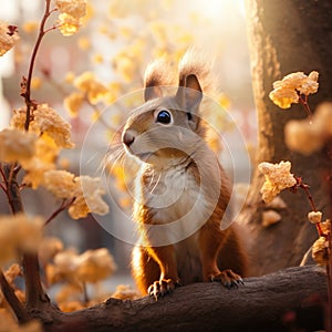 A China squirrel on the tree in Stalin park  Made With Generative AI illustration