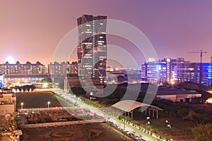 China Steel Corporation Headquarters in Kaohsiung, Taiwan, at sunset.
