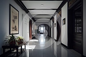 China style hallway interior in luxury house