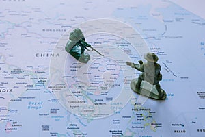 China and Taiwan conflict concept photo. Chinese and taiwanese war concept.