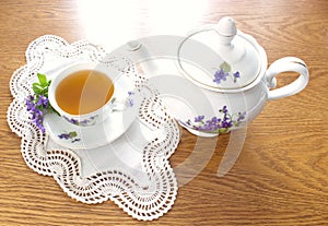 China tea service with violets