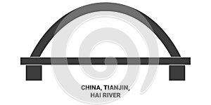 China, Tianjin, Hai River travel landmark vector illustration