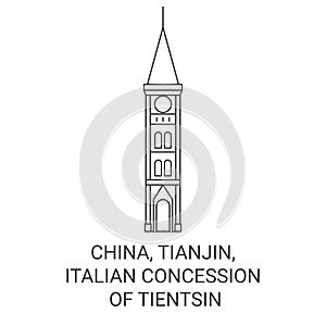 China, Tianjin, Italian Concession Of Tientsin travel landmark vector illustration