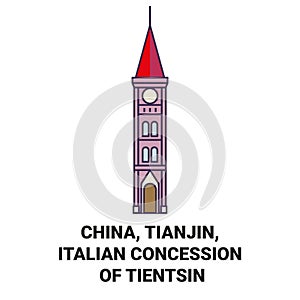 China, Tianjin, Italian Concession Of Tientsin travel landmark vector illustration