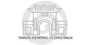 China, Tianjin, Memorial To Zhou Enlai, travel landmark vector illustration