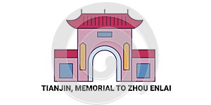 China, Tianjin, Memorial To Zhou Enlai, travel landmark vector illustration