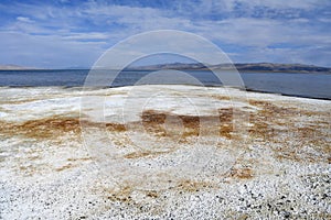 China, Tibet. The store of the lake Ngangtse Nganga Tso 4690 m in sunny day