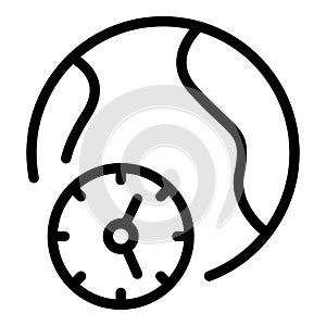 China time zone icon outline vector. International map