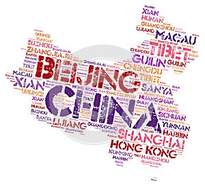 China top travel destinations word cloud