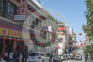 China town, San Francisco. Celebration with Chinese flashlights