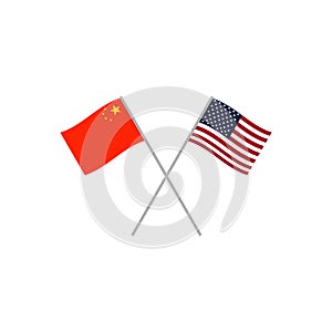 China and Usa flags