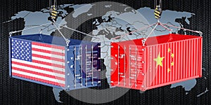 China USA trade and tariffs war, concept. 3d rendering