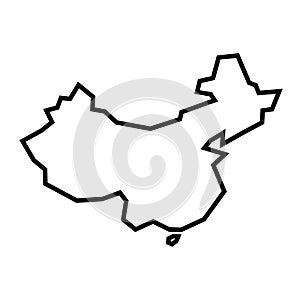 China vector country map thick outline icon
