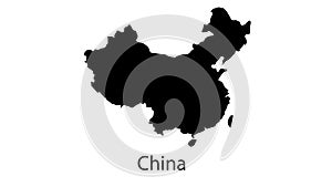 China vector map. Globe-like world map icon. Motion vector animation