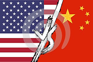 China versus usa national flags  illustration