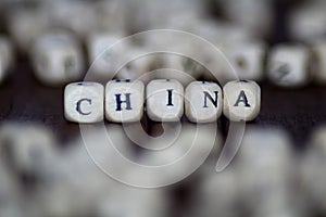 China word with wooden dice