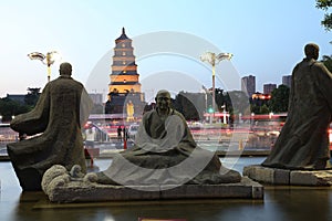 China (xi 'an wild goose pagoda) and datang city scenic area in shaanxi province photo