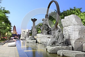 China (xi 'an wild goose pagoda) and datang city scenic area in shaanxi province