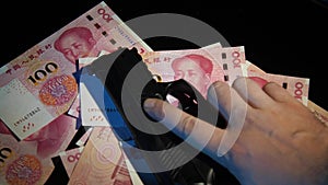 China yuan banknotes. Chinese money