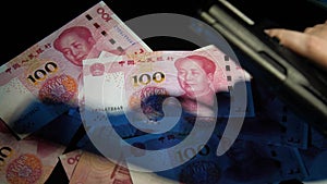 China yuan banknotes. Chinese money