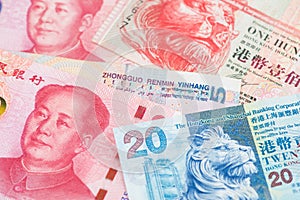 China Yuan Renminbi and Hong Kong Dollar. RMB HKD photo