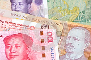 China Yuan Renminbi with Romanian Leu currency.
