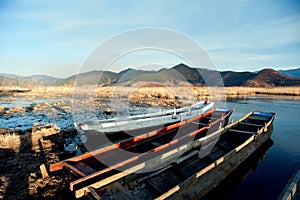 China Yunnan Lugu Lake scenery in winter photo