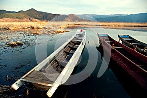 China Yunnan Lugu Lake scenery in winter photo