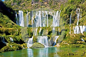 China Yunnan Luoping Kowloon falls group photo