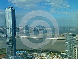 China Zhuhai Hengqin Landscape Macau Bridges Macao Sai Wan Bridge Financial Center Photography Big Bay Canton Modern Architecture