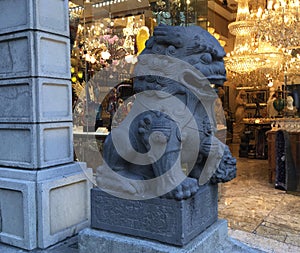 Chinatown`s Dragon Gate, guardian female lion, 2.