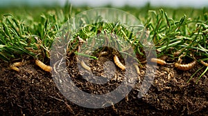 Chinch Larva Causing Lawn Grub Damage and Grass Destruction