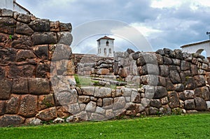 Chinchero Incas ruins along with colonial church, Peru