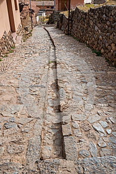 Chincheros town street peruvian Andes Cuzco Peru