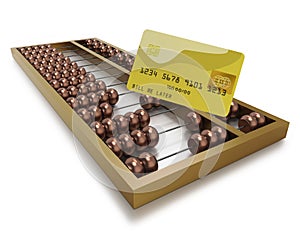 Chinese abacus with gold credit card