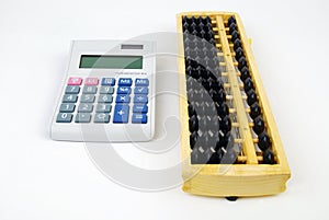 Chinese Abacus and modern calculator