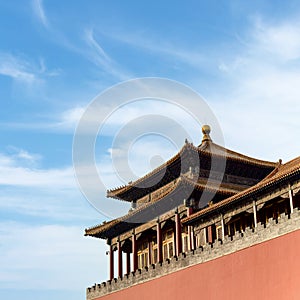Chinese ancient architecture. historic buildings Imperial Palace, the forbidden city with blue sky in Beijing, China