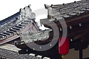 Chinese ancient buildings with roof tiles