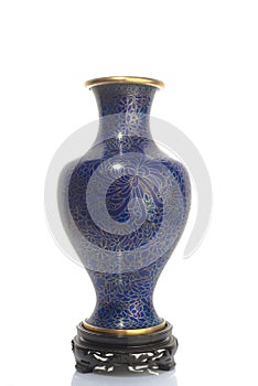 Chinese ancient cloisonne vase, isolated