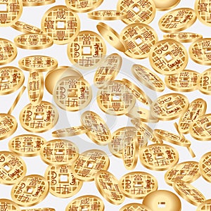 Chinese ancient coin dimension seamless pattern photo