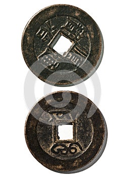 The Chinese ancient coin - happiness symbol