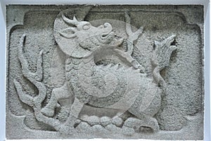 Chinese ancient kylin stone carving